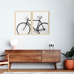 Quadro Bicicleta Vintage 62x43 2-43x30 Caixa Marfim