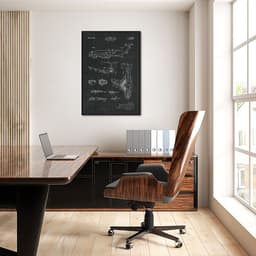 Quadro BluePrint Avião 100x70 Filete Preto Preto