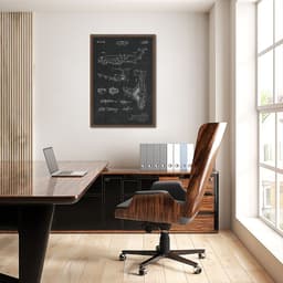 Quadro BluePrint Avião 86x60 Caixa Marrom Preto