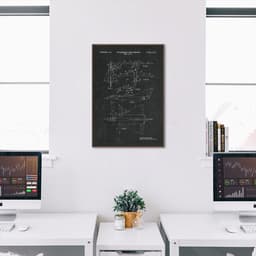 Quadro BluePrint Avião de Caça 100x70 Filete Marrom Preto