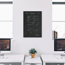 Quadro BluePrint Avião de Caça 60x43 Sem Moldura Preto