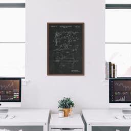 Quadro BluePrint Avião de Caça 86x60 Caixa Marrom Preto