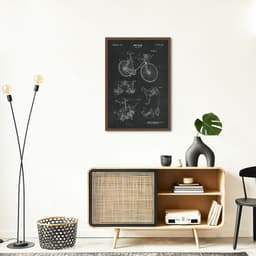 Quadro BluePrint Bicicleta 60x43 Caixa Marrom Preto