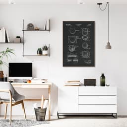 Quadro BluePrint Bola de Basquete 43x30 Filete Marrom Preto