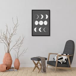 Quadro Boho Chalk Moon Phases 86x60 Caixa Preto