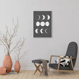 Quadro Boho Chalk Moon Phases 86x60 Filete Branco