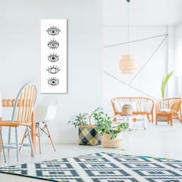 Quadro Boho Olhos Místicos 120x43 Filete Branco Branco