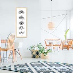 Quadro Boho Olhos Místicos 86x30 Caixa Marfim Branco