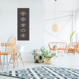 Quadro Boho Olhos Místicos 86x30 Caixa Marrom Preto