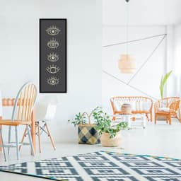 Quadro Boho Olhos Místicos 86x30 Caixa Preto Preto