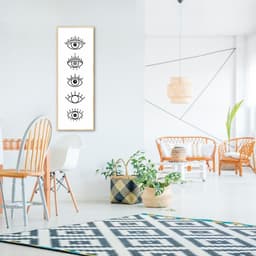 Quadro Boho Olhos Místicos 86x30 Filete Marfim Branco