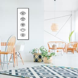 Quadro Boho Olhos Místicos 86x30 Filete Preto Branco