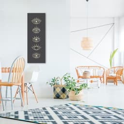 Quadro Boho Olhos Místicos 86x30 Sem Moldura Preto