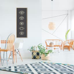 Quadro Boho Olhos Misticos 5 60x21 Filete Marfim Preto