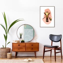 Quadro Bubble Girafa 100x70 Filete Marrom