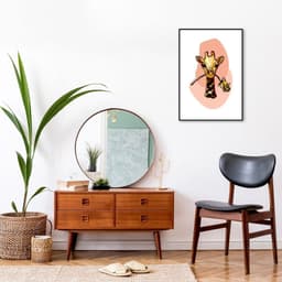 Quadro Bubble Girafa 86x60 Filete Preto