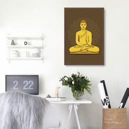 Quadro Buda Meditando 43x30 Caixa Marrom
