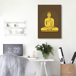 Quadro Buda Meditando 43x30 Filete Marrom