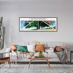 Quadro Árvore As quatro estações 100x36 Caixa Marrom