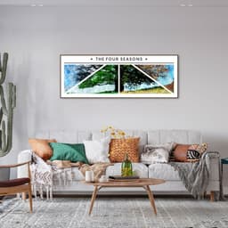 Quadro Árvore As quatro estações 120x43 Filete Marrom