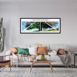 Quadro Árvore As quatro estações 86x30 Caixa Preto