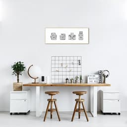 Quadro Câmeras Vintage Drawn Art 5 60x21 Filete Marfim