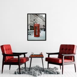 Quadro Cabine Telefônica Londres 43x30 Caixa Preto