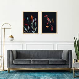 Quadro Carpas Coloridas 122x86 2-86x60 Caixa Marfim