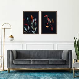 Quadro Carpas Coloridas 122x86 2-86x60 Caixa Marrom