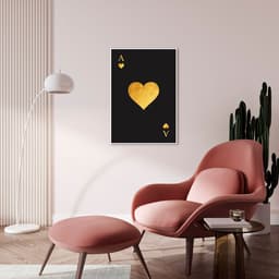 Quadro Carta As de Copas Gold 100x70 Filete Branco