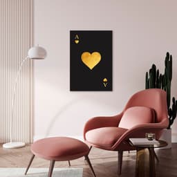 Quadro Carta As de Copas Gold 43x30 Sem Moldura