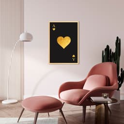 Quadro Carta As de Copas Gold 60x43 Caixa Marfim