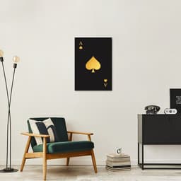 Quadro Carta As de Espadas Gold 86x60 Filete Preto