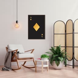 Quadro Carta As de Ouro Gold 100x70 Filete Marrom