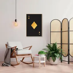 Quadro Carta As de Ouro Gold 43x30 Filete Marfim