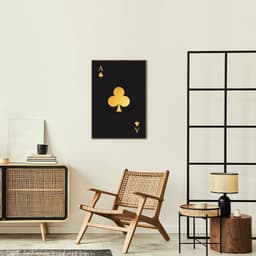 Quadro Carta As de Paus Gold 100x70 Filete Marrom