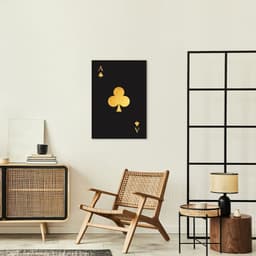 Quadro Carta As de Paus Gold 43x30 Filete Preto