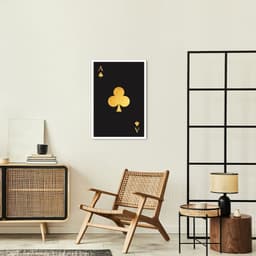 Quadro Carta As de Paus Gold 86x60 Caixa Branco