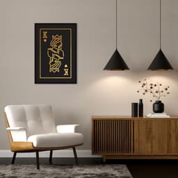 Quadro Carta K Rei Gold 86x60 Caixa Preto