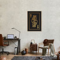 Quadro Carta Q Rainha Gold 86x60 Filete Marfim