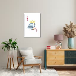 Quadro Carta Q Rainha Minimalista 100x70 Caixa Branco
