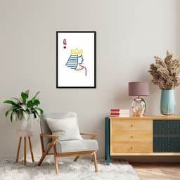 Quadro Carta Q Rainha Minimalista 86x60 Caixa Preto