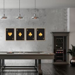 Quadro Cartas As de Naipes Gold 172x60 4-60x43 Caixa Marfim