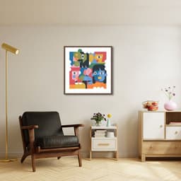 Quadro Cartoon Picasso Funny Head 60x60 Caixa Marrom