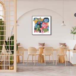 Quadro Cartoon Picasso Funny Head Two 60x60 Filete Preto