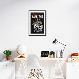 Quadro Caveira Frase Be the Queen 43x30 Caixa Preto