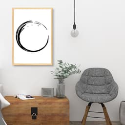 Quadro Circulo Budista Enso 86x60 Caixa Marfim