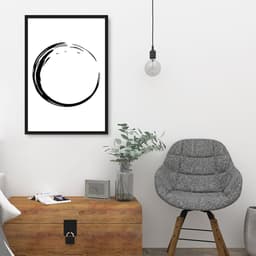 Quadro Circulo Budista Enso 86x60 Caixa Preto