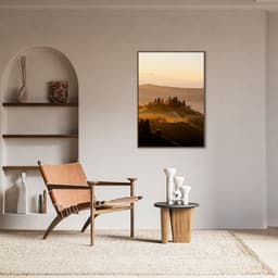 Quadro Comuna San Quirico d'Orcia 86x60 Filete Marrom