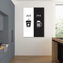 Quadro Cozinha AM PM - Café e Cerveja 60x43 Sem Moldura